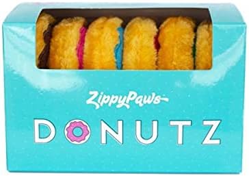 ZippyPaws - Mini Donutz Squeaky Plush Dog Toys - Gift Box, 6 Pack