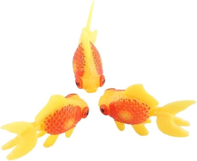 3 Pack Orange Artificial Moving Aquarium Ornaments - Goldfish and Orange Fish Thematic Decor for Fish Tank Aquarium Décor Thematic Ornaments Fish & Aquatic Pets