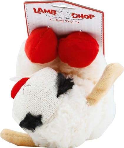 Multipet Lamb Chop Dog Plush Toy - Squeaky Toy for Small & Medium Dogs - Extra Soft Plush - Stuffed Animal for Cuddling & Playing 10" Cream, 5 Squeakers (Pack of 3)