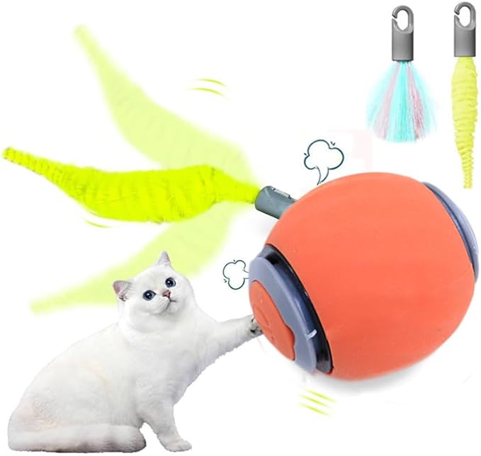 2025 Interactive Cat Toys Ball, Automatic Rolling Adult Cat Toy, Smart Moving Dog Toys for Bored Indoor Outdoor - Motion Activated Cat Toy Power Ball 2.0 Cat Toy (red)