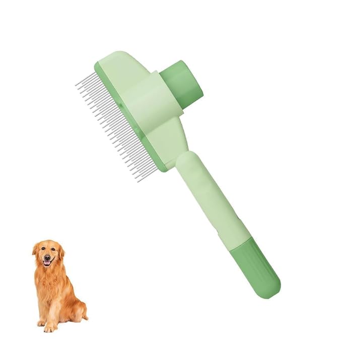 1PC Flea Comb for Cats Dogs Brush, Self-Cleaning Grooming Brushes for Shedding Pet Hair Removal Comb, Pet Grooming Supplies for Cats & Dogs Short & Long Hair