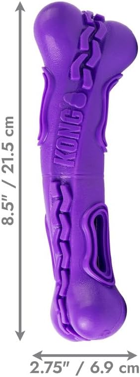 KONG Squeezz Flex Bone – Flexible Treat & Chew Holder for Dogs – Interactive Dog Toy for Fetch, Floating, & Travel – Holds Treats, Chews, & Bully Sticks (for Medium Sized Breeds)