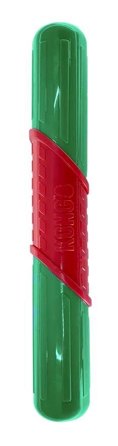 KONG Puppy Dog Toy, Holiday CoreStrength Rattlez Stick, Assorted, Large, Red/Green