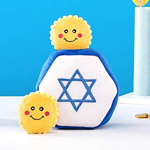 ZippyPaws Burrow Hanukkah Dog Toy - Plush Squeaky Holiday Dog Gifts for Small & Medium Puppy Dogs, Interactive Hide & Seek Stocking Stuffers for Pets - Star of David