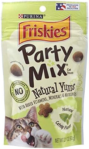 Purina Friskies Party Mix Cat Treats (Natural YUMS Catnip, 2.1 Ounce (Pack of 6))