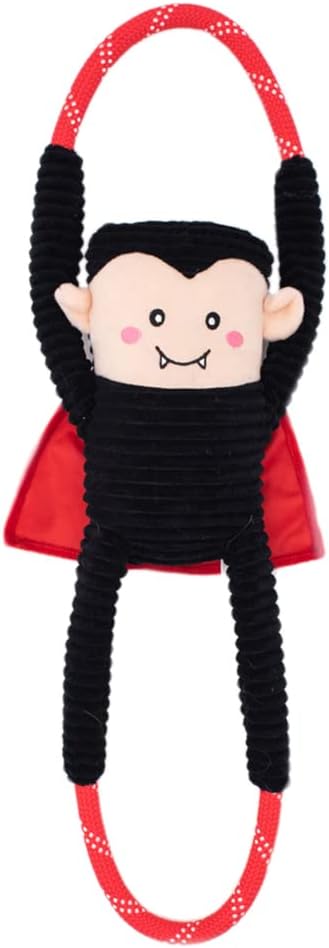 ZippyPaws RopeTugz Dog Toy, Durable Rope for Tugging and Chewing, Plush Body with Squeaker, Dracula