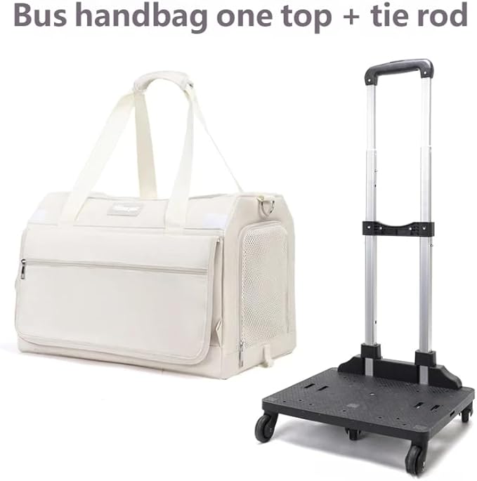 Double-Decker Pet Carrier with Wheels, Detachable 2-in-1 Cat Carrier Backpack & Rolling Pet Stroller, Breathable Mesh Pet Travel Bag for 2 Cats, Portable Pet Trolley for Outdoor, Vet Visits & Travel