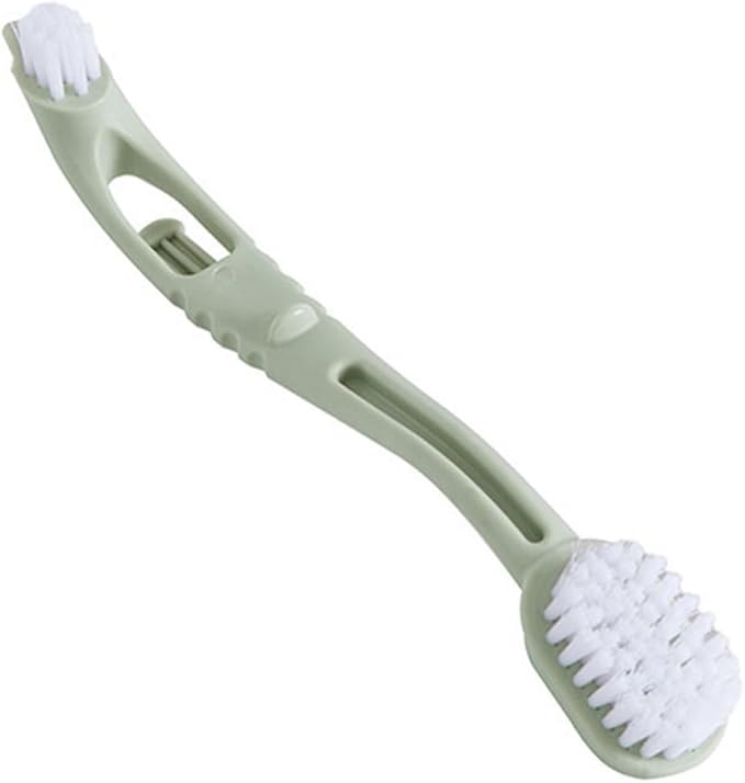 1 Piece Bird Cage Cleaning Brush with Long Ergonomic Handle, Dual-Function Brush Heads for Cleaning Bird Parrot Cage Kennels Perches (Green)