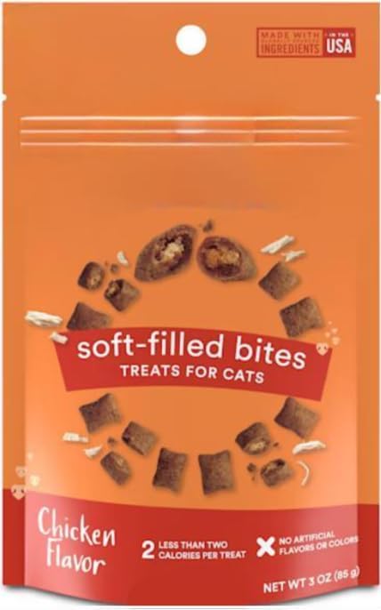 Chicken Cat Treats Bundle - Crunchy Soft Filled Bites + Lickable Puree Squeeze Tube - Healthy Training Treats Indoor Cats Kittens Senior - Low Calorie Food Topper No Artificial Flavors Wheat Soy Free