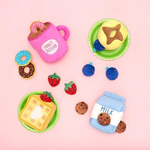 ZippyPaws Burrow- Interactive Dog & Puppy Toys for Boredom, Stimulating Pet Products to Keep Them Busy, Hide & Seek Plush Dog Puzzles, Enrichment Squeaky Toy, for Small & Medium Dogs- Coffee & Donutz