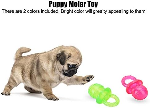 HEEPDD 2Pcs Dog Pacifier Chew Toys, Pet Puppy Molar Chewing Training Toys Bite Rubber Clean Teeth Tools for Pet Puppy Dogs Cats (Red Green)