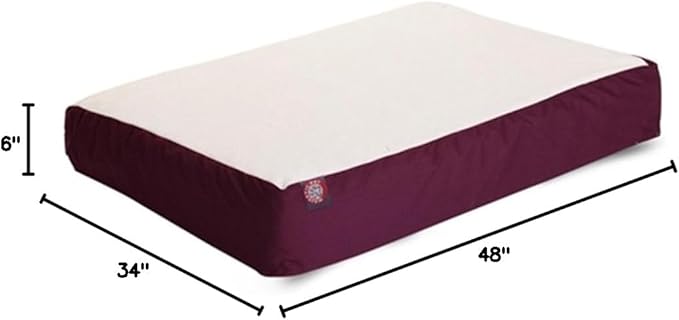 34x48 Burgundy Orthopedic Double Pet Bed By Majestic Pet Products-Large/Extra Large