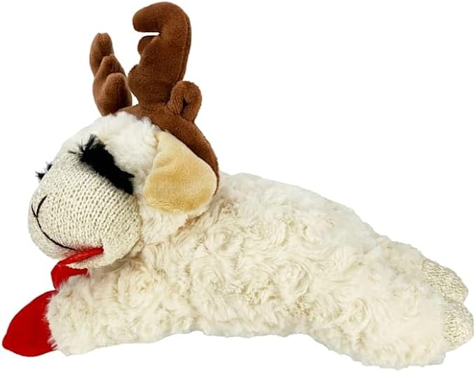 Multipet Lamb Chop Dog Toy with Antlers, Medium