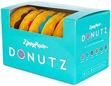 ZippyPaws - Mini Donutz Squeaky Plush Dog Toys - Gift Box, 6 Pack
