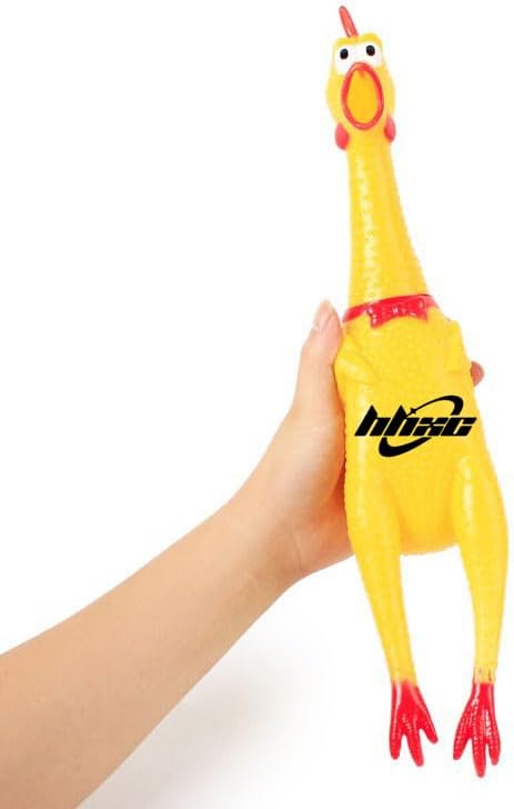 HHXC 15 Inch Large Rubber Chicken,Screaming Chicken Dog Toys,Yellow Rubber Squawking Chicken,Squeaky Chicken Toys,Prank Noise Maker Parties, Pranks, Practical Jokes