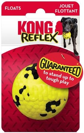 KONG Reflex Ball Dog Toy - Lightweight Durable Bouncy Fetch Toy - High-Bounce, Floats for Water Play (Medium 2 Pack)
