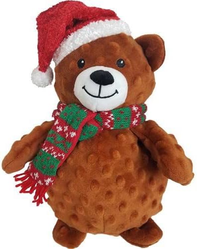 Petlou Holiday Plush Pet Toys for Dogs with Squeakers and Crinkle.Petlou CHR Crinkle Dog Toys for Small and Medium Size (10 INCH, 10" CHR Dotty Bear)