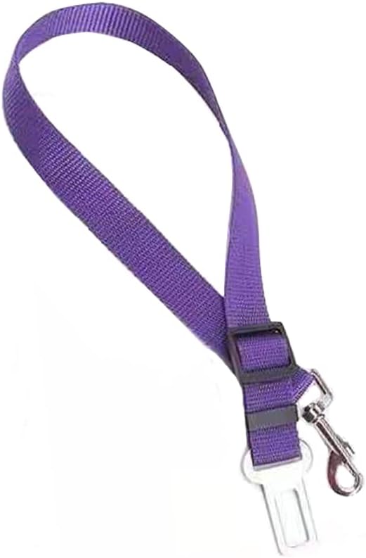 4 Pack Cat Dog Pet Safety Seat Belt Adjustable Clip for Car SUVS Vehicle Harness Lead Leash Seat Tether, (Nylon Fabric- Black, Blue, Red, Purple) (Purple)