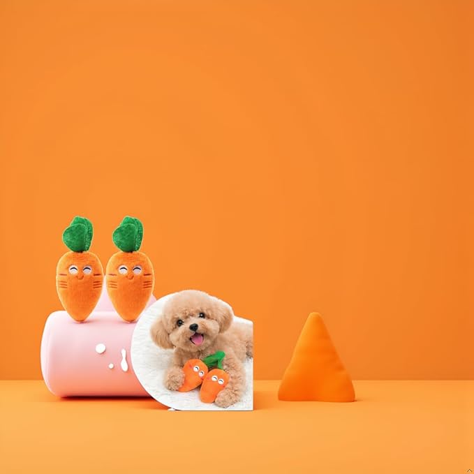 2 Pack Cute Orange Carrot Soft Puppy Pet Supplies Plush Chew Squeaker Sound for Dog Cat Birthday Xmas Gifts