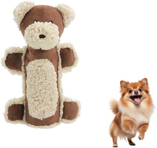 Plush Animal Pet Toy 11x7in Squeaky Chew Toy for Dogs and Cats, Cylinder Shape Plush Doll with BB Sound for Play and Comfort (V1)