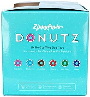 ZippyPaws - Mini Donutz Squeaky Plush Dog Toys - Gift Box, 6 Pack