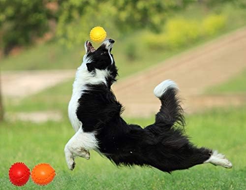 Rubber Dog Chewing Squeaky Ball Toys Fetch Play Toy for Puppy Small Medium Pets Dog Cat Pack of 3 (Tennis Assorted)