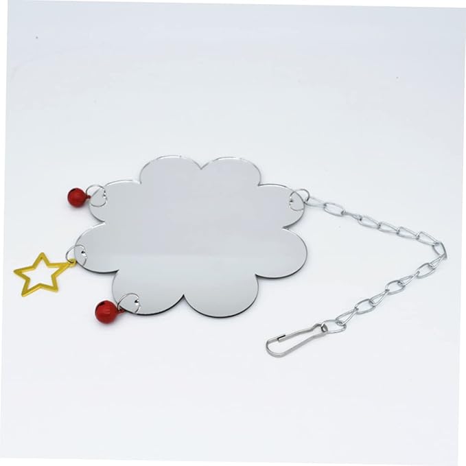 Bird Cage Accessory Chicken Mirror Toy Bell Hanging Mirror for Pet Chickens Toys for Birds