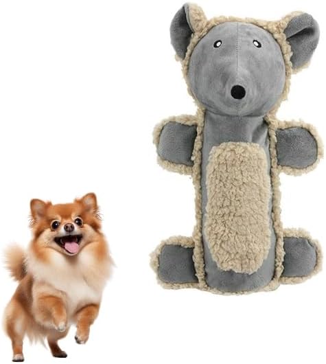 Plush Animal Pet Toy 11x7in Squeaky Chew Toy for Dogs and Cats, Cylinder Shape Plush Doll with BB Sound for Play and Comfort (V3)