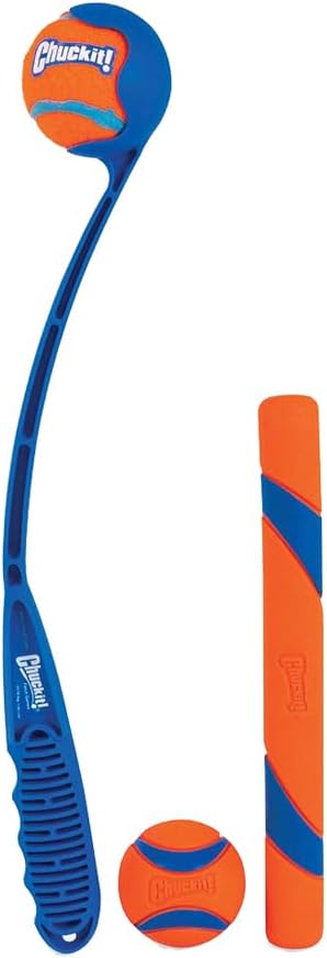 Chuckit! Fetch Pack - Chuck It Dog Ball Launcher 18 M, Tennis Ball, Ultra Rubber Ball and Ultra Fetch Stick Dog Gifts, Dog Toys Indestructible Dog Ball Thrower Launcher