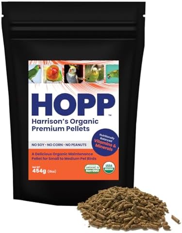 Harrison's Bird Foods Bird Bread Mix, Certified Organic, Non-GMO 255g & HOPP Organic Premium Pellets Balanced, Cold-Pressed, Low Fat, Vet-Developed Organic Nutrition for Small to Medium Pet Birds 1LB