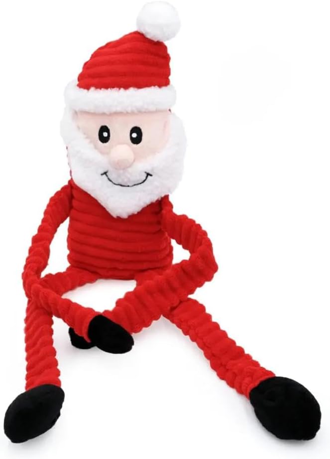 ZippyPaws Holiday Crinkle - Interactive Dog Toys to Keep Them Busy, Squeaky Plush Pet Toy for All Breeds, for Medium, Large, Extra Large Dogs, Contains 1 Squeaker - Extra Large, Santa