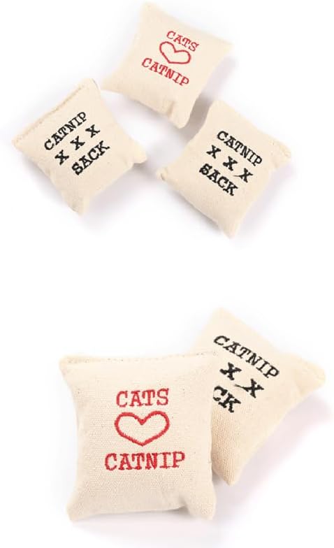 BESPORTBLE Catnip Toys for Indoor Cats 10Pcs Canvas Sachets Filled with Catnip and Cotton Interactive Kitten Toys to Prevent Furniture Damage and Promote Play
