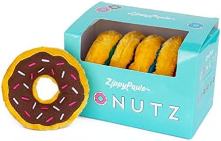 ZippyPaws - Mini Donutz Squeaky Plush Dog Toys - Gift Box, 6 Pack