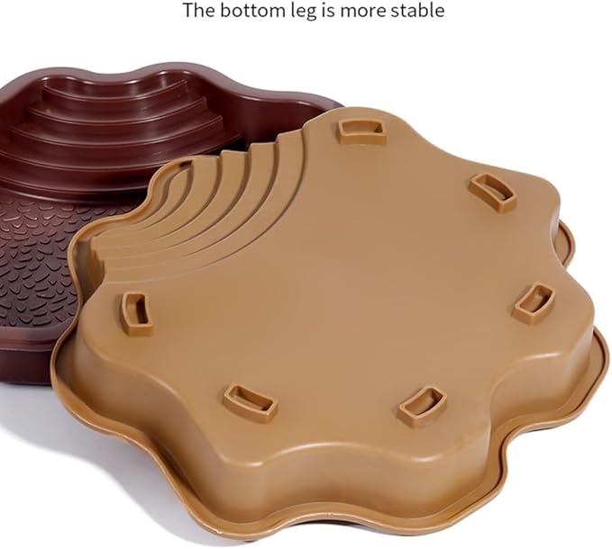 Turtle Bathing Pool, Reptile Feeding Dish Water Pot, Landscape Fish Tank Decoration, Lizard Turtle Bathing Pot for Aquatic Climbing Pet - Reddish Brown
