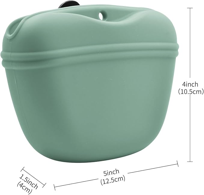 AUDWUD Silicone Dog Treat Pouch,with Dog Training Clicker,Clip on Portable Training Container,Convenient Magnetic Buckle Closing and Upgraded Waist Clip for Enhanced Stability