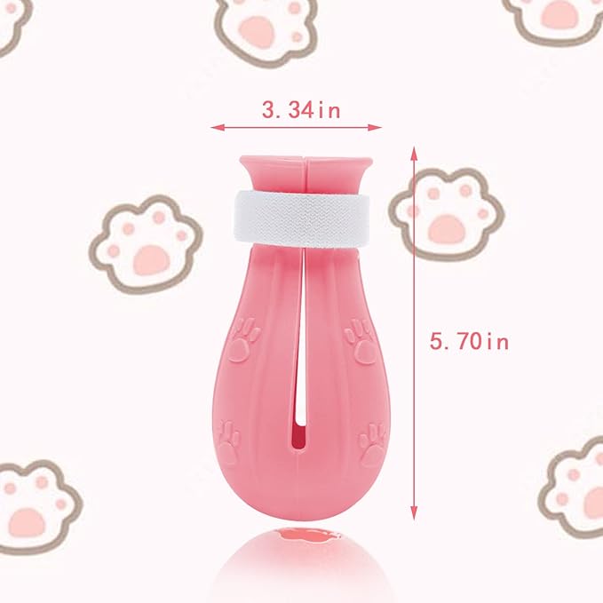 4Pcs Cat Boots for Cats Only Paw Covers Protectors Claws Shoes Paws Wound Boot Silicon Anti Scratch Cat Mittens for Bathing, Nail Clipping, Ears Cleaning, Treatment（Pink）