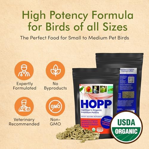 Harrison's Bird Foods Bird Bread Mix, Certified Organic, Non-GMO 255g & HOPP Organic Premium Pellets Balanced, Cold-Pressed, Low Fat, Vet-Developed Organic Nutrition for Small to Medium Pet Birds 1LB