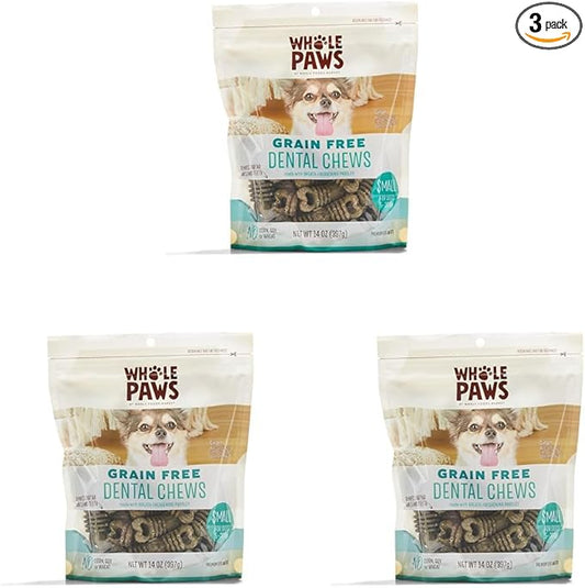 Whole Paws Grain Free Dental Chews, Small, 14 Oz (Pack of 3)