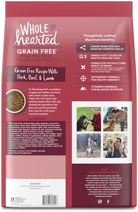 WholeHearted by Petco Grain Free Pork Beef & Lamb Recipe Dry Dog Food 40 lbs.