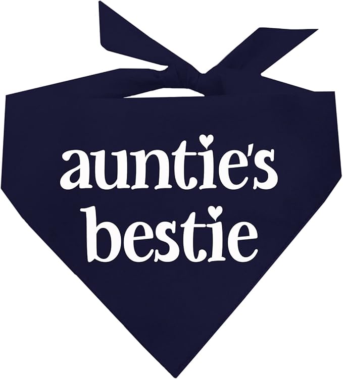 Auntie's Bestie Aunt, Valentine's Day, Mother's Day Dog Bandana (Navy, OS 401)