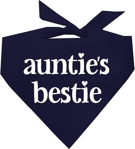 Auntie's Bestie Aunt, Valentine's Day, Mother's Day Dog Bandana (Navy, OS 401)