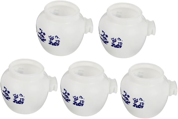 5pcs Large Round Parrot Bird Food Cups Set, Porcelain-Style Bird Cage Feeder Bowls for Parrot Feeding and Watering Supplies