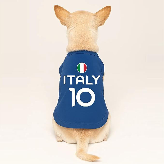 Italy Flag Soccer Jersey Style Dog Tee Shirt | Sleeveless Breeds | International Soccer | Game Day |Royal Blue, 5X-Large 1790