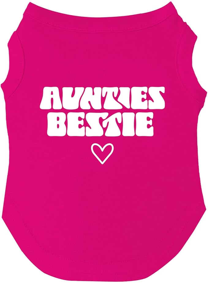 Aunties Bestie Dog Tee Shirt | Sleeveless Breeds | Mother's Day | Aunt Gift | Best Auntie & Sister | Valentine's Day |Hot Pink, 5X-Large 1360