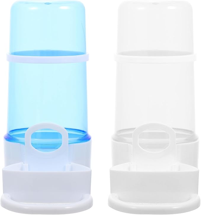 Gadpiparty 2pcs Automatic Bird and Hamster Food Feeder Set Plastic Bird Cage Food and Water Dispenser Blue and Suitable for Large Cages and Small Pets