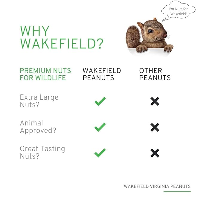 Wakefield Premium Virginia Peanuts In-Shell for Squirrels, Blue Jays & Wildlife - 25 LB Bulk Bag - Hand-Picked, Raw, Unsalted, High Protein Wild Bird & Animal Feed