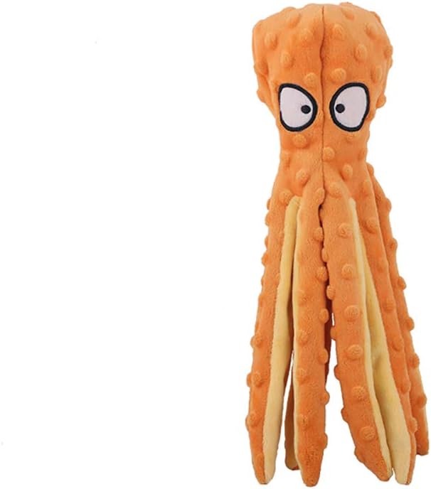 Laytek Squeaky Octopus Dog Toys for Large Dogs, No Stuffing Crinkle Paper Plush Dog Toys for Puppy Teething, Durable Interactive Dog Toys for Small Medium Dogs (Orange)