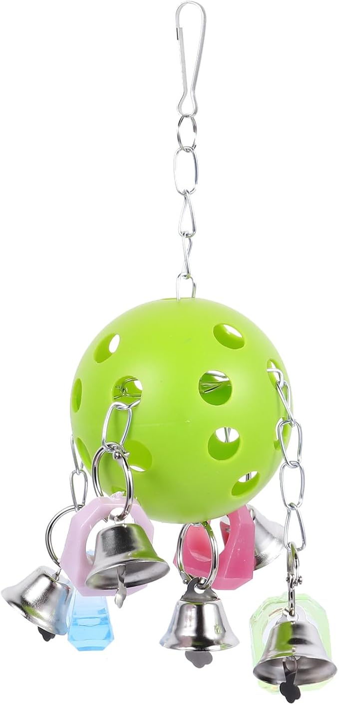 POPETPOP Parrot Hanging Bell Ball Colorful Bird Cage Bell Pet Cage Hanging Decoration Interactive Parrot Chew