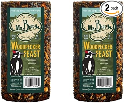 2-Pack Mr. Bird Woodpecker Feast Small Cylinder | Wild Bird Food for Outdoor Birds | Backyard Birdfeeding