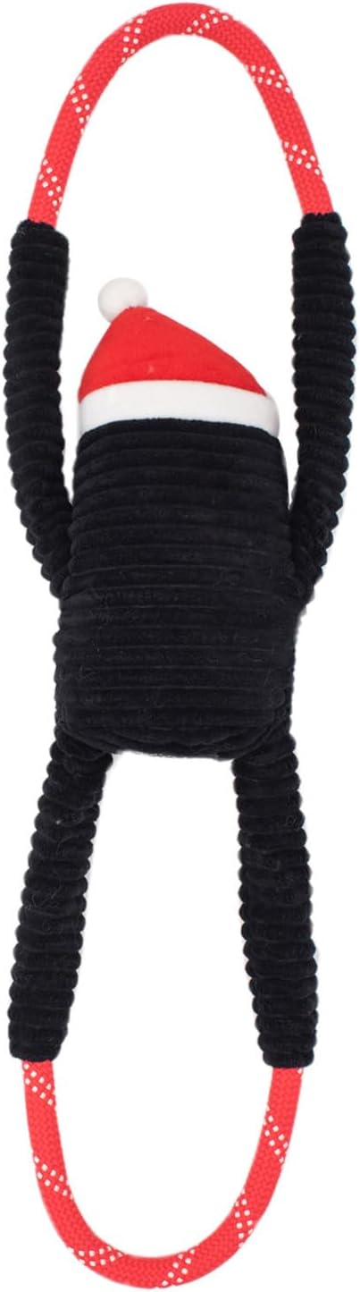 ZippyPaws - Holiday RopeTugz, Squeaky and Plush Rope Tug Dog Toy - Penguin